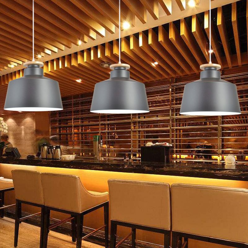 Wooden Top Hanging Light Fixture Minimalist Metal Pendant Ceiling Light for Restaurant