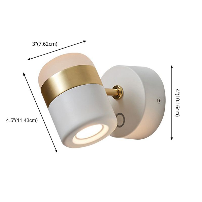 1-Light Cylindrical Simplicity Wall Sconce 4.3" Height Modern Style Rotatable Mini Wall Lamp
