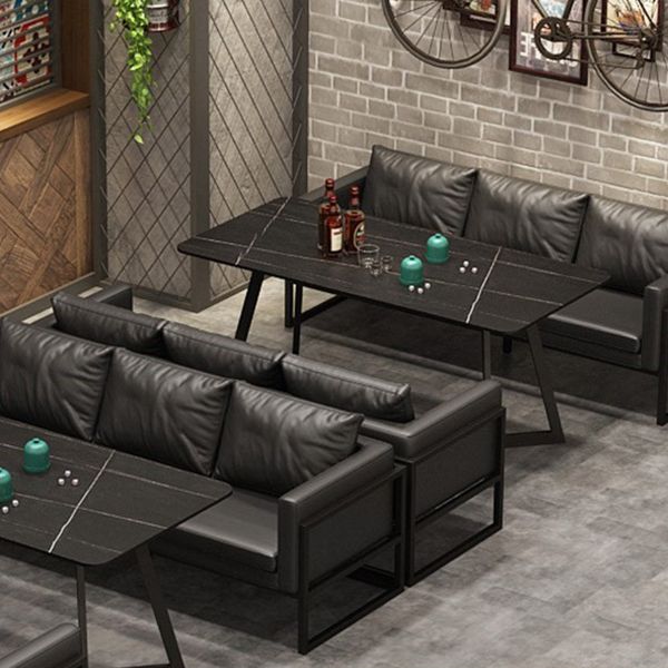 Metal Industrial Rectangle Indoor Table Sintered Stone Table for Kitchen and Dining Room
