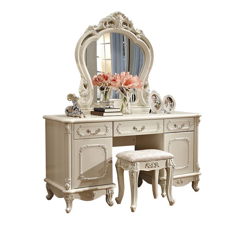 Victorian Storage Makeup Vanity Desk Bedroom Dressing Table Stool Set with Drawer