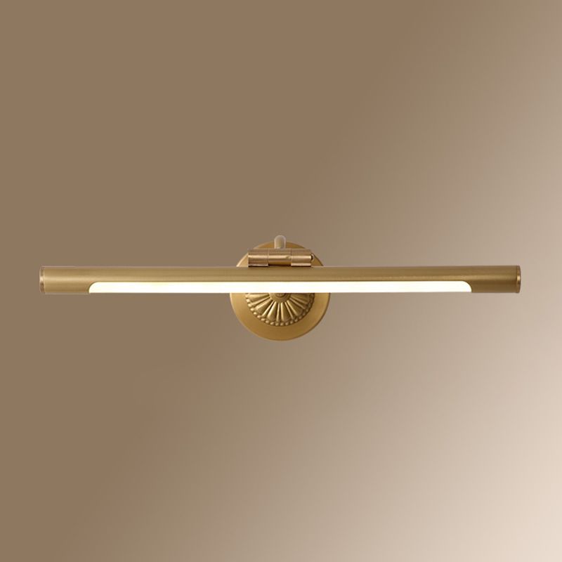 Brass Strip Mirror Light American Style Waterproof 1 Light Wall Lamp for Bathroom