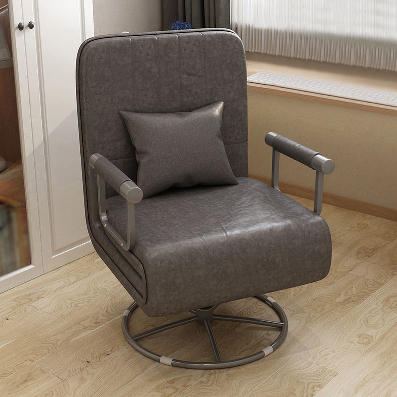 Square Arm Swivel Chair Leather/Linen Accent Chair for Apartment