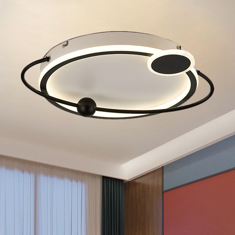 Metal Round Ceiling Mount Contemporary Gold/Black LED Flush Lighting in Warm/White Light, 19"/23.5" Dia