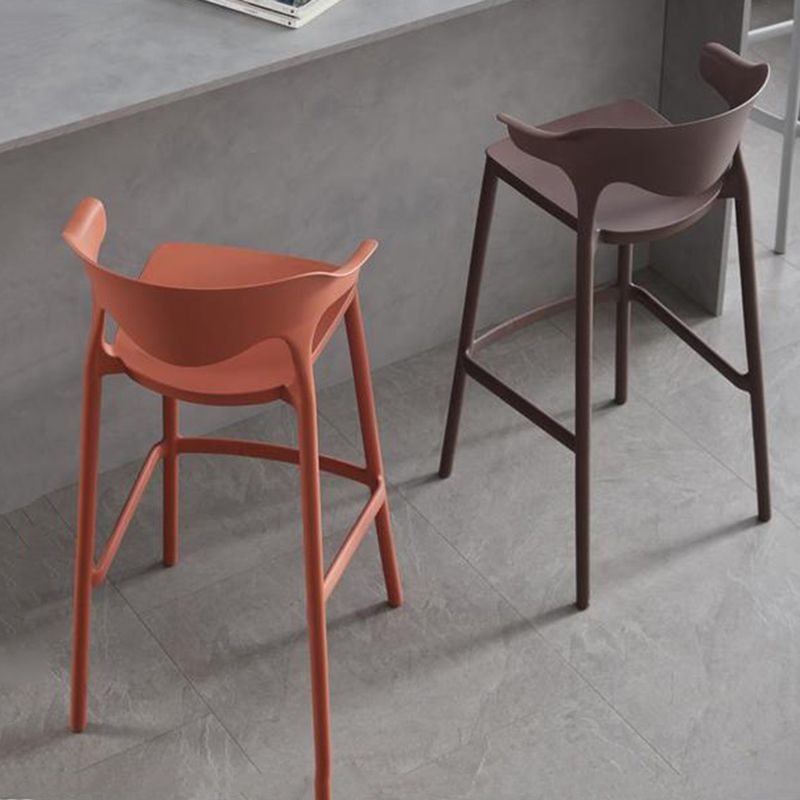 Contemporary Plastic Low Back Counter Stool Plastic Furniture in Matte Finish for Indoor