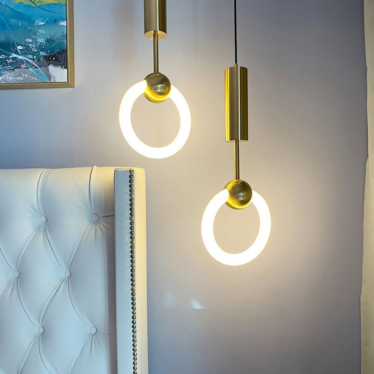 Suspension de suspension anneau lumière moderne de style moderne LED PLAN PLENDANT BLANC