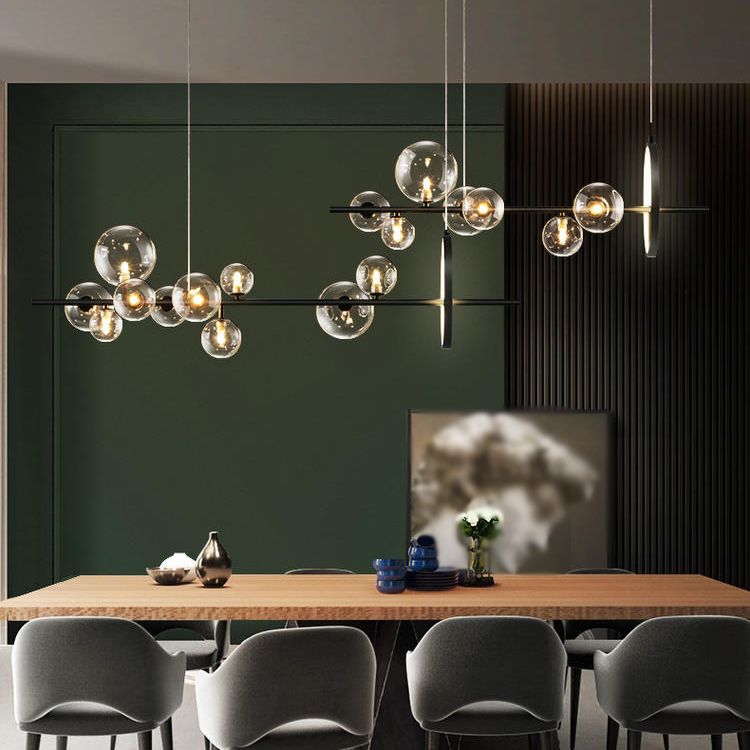 Luce a soffitto dell'isola in stile Nordico Clear Clear Spherical Island lampadario con tonalità di vetro