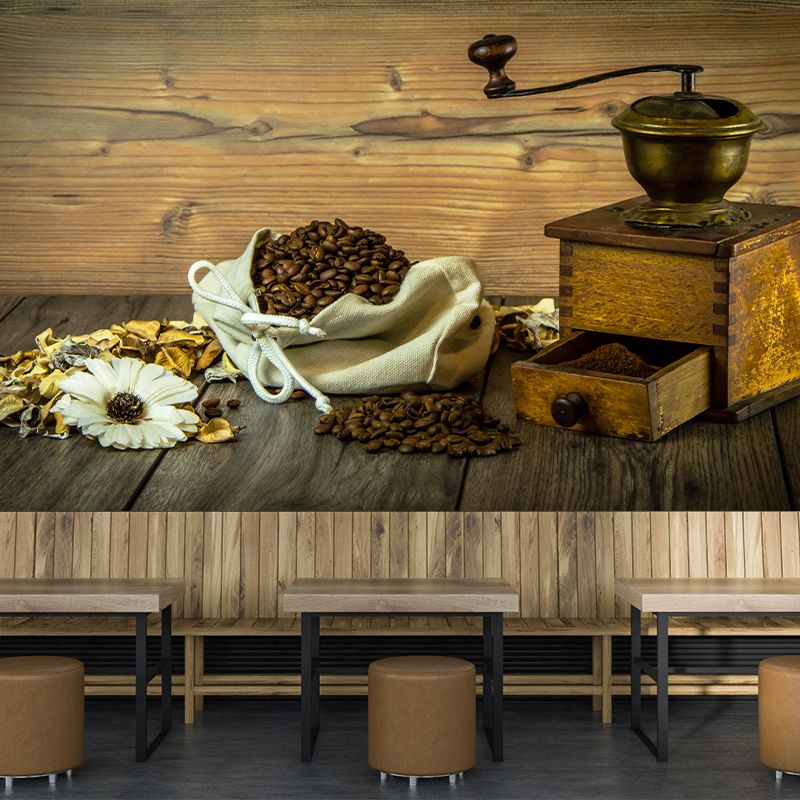 Coffee Beans Wallpaper Mural Stain Resistant Modernist Coffee Shop Wall Decor