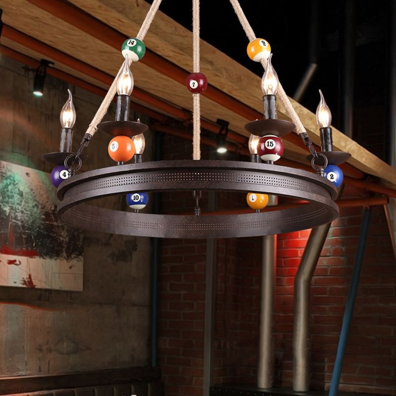 6 ampoules Éclairage de lustre à anneau industriel