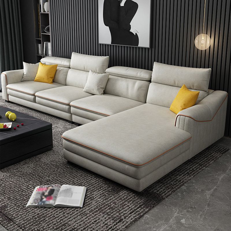 35.43"H Modern Cushion Back Sectional Faux Leather Square Arm Sofa and Chaise