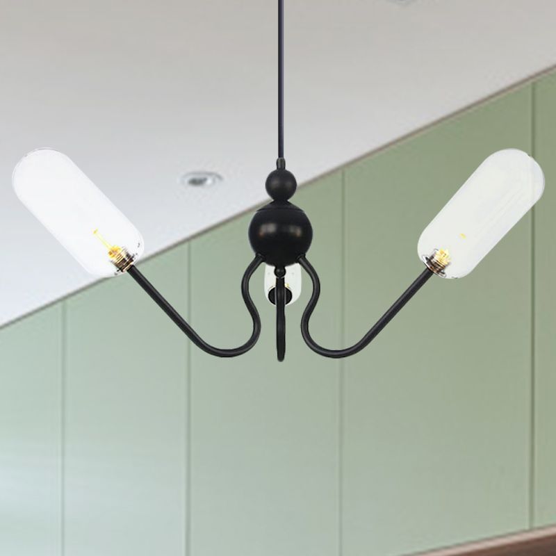 Éclairage de lustre ovale vintage Ambre / verre transparent 3 têtes de salon plafonnier avec cordon réglable en noir / chrome