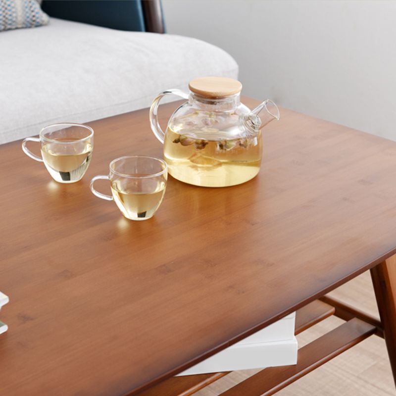 Rectangular Coffee Table with Walnut/wood-colored Top on 4-leg Base