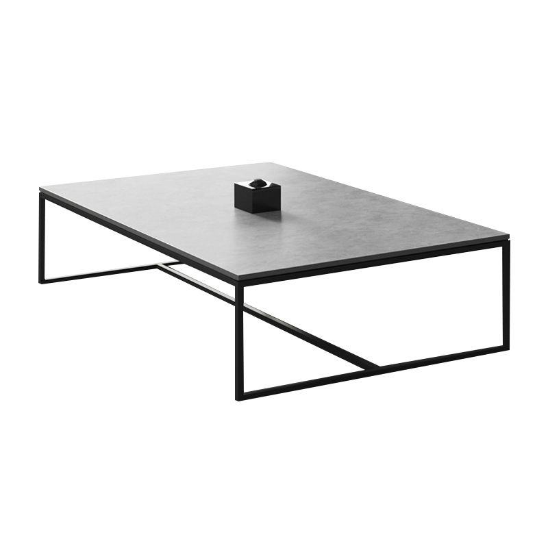 Glam Trestle Coffee Table Slate Rectangular Coffee Table for Home