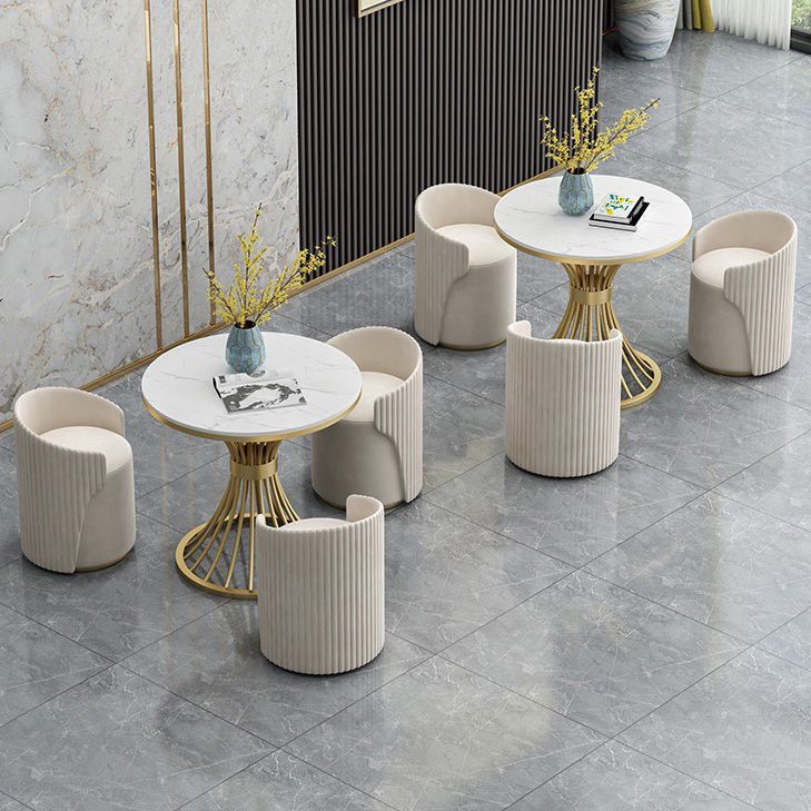 White Faux Marble Dining Table Traditional Luxury Round Table for Home