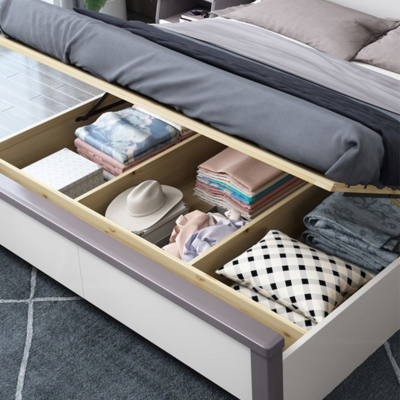 Contemporary Wooden Panel Bed with Rectangular Headboard, 43.3" Tall