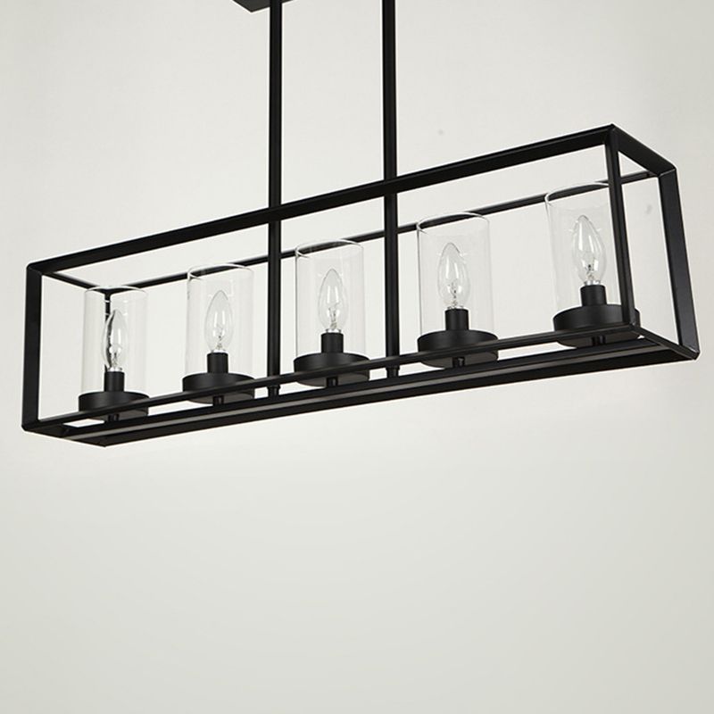 Glass Island Linear Linear Ciondolo in stile industriale Black Dinning Room Isola Penderant Candelier