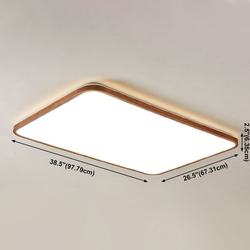 Modern Geometry Shape LED Ceiling Lamp Wood 1 Light Flush Mount for Living Room Aisle