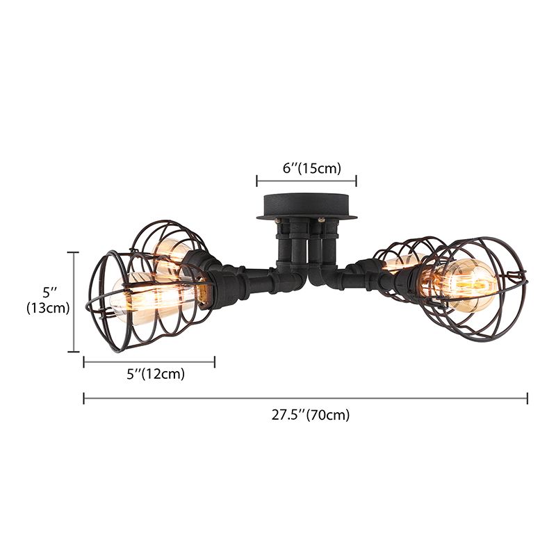 Lámpara de techo de 4/6/8 bombillas, accesorio de iluminación semiempotrado de tubo trenzado de Metal para granja, negro/bronce, para restaurante