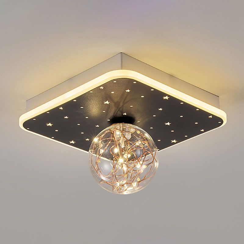 Nordic Geometric Ceiling Light Globe Glass Gypsophila Flush Mount Light for Bedroom