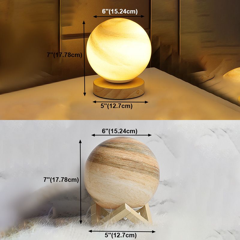 Lampe de table de style moderne 1 lumière de bureau en bois avec nuance en verre pour le salon