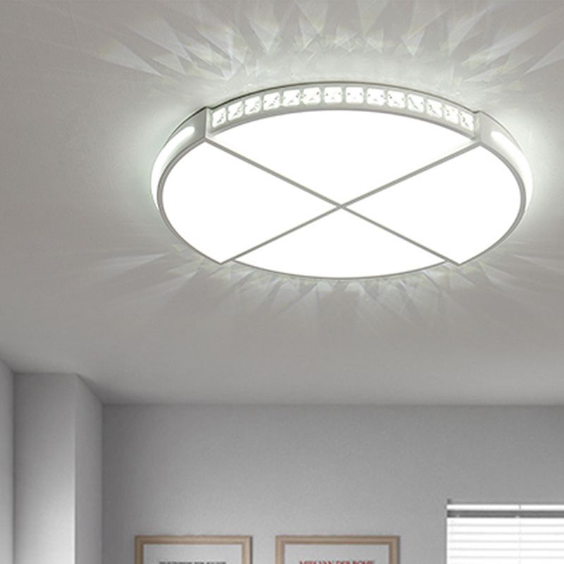 16.5"/20.5" W LED Flush Mount Lamp Simple Round Acrylic Flush Ceiling Light Fixture in White for Bedroom, Warm/White Light