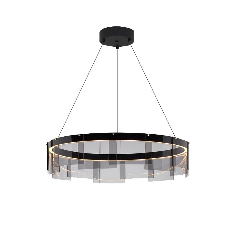 Nordic Contemporary Style LED Chandelier Pendant Light Circular Glass Chandelier
