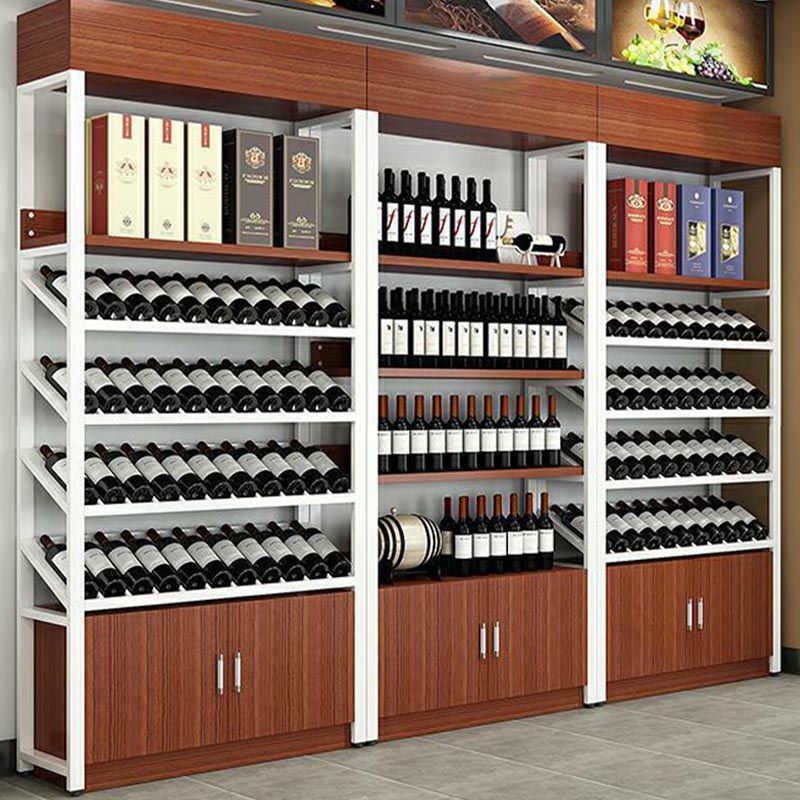 Industrial Floor Wine Rack Manufactured Wood Wine Jail with Shelf