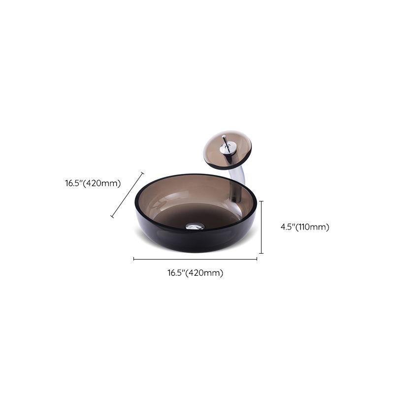 Modern Vessel Sink Oval Glass with Pop-Up Drain and Faucet Vessel Lavatory Sink