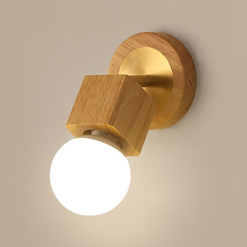 Modern Simple Wooden Wall Light Rectangle Shape Wall Lamp for Living Room