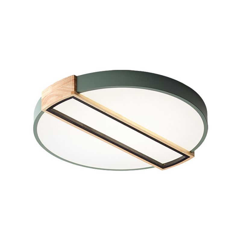 16"/19.5" Wide Nordic LED Flushmount White/Grey/Green Spliced Round Ceiling Mount Light with Acrylic Shade