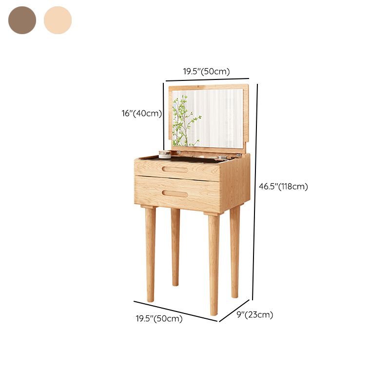 Mid-Century Modern Make-up Vanity Solid Wood Flip-Top Dressing Table