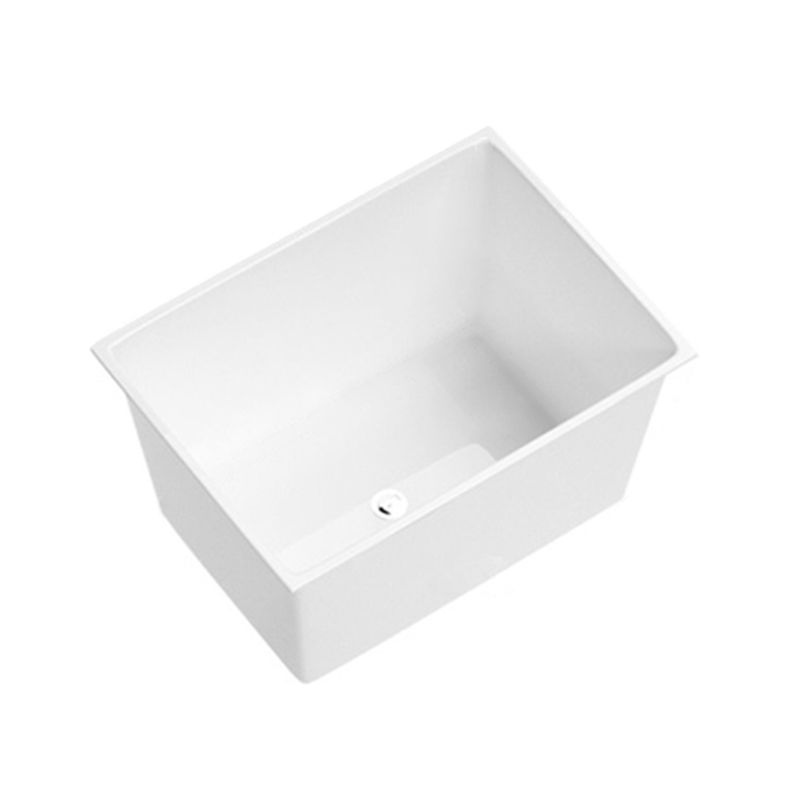 Modern White Acrylic Embedded Bathtub with Drain Bath Tub and Solid Wood Base Plate