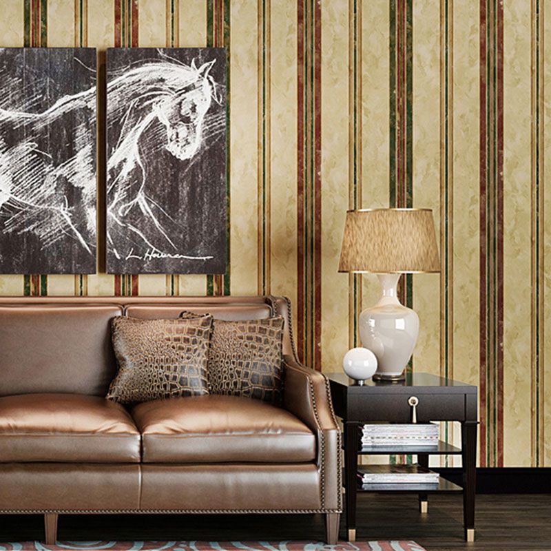 Retro Vertical Stripe Wallpaper Roll in Natural Color Home Decorative Wall Covering, 20.5" by 33'