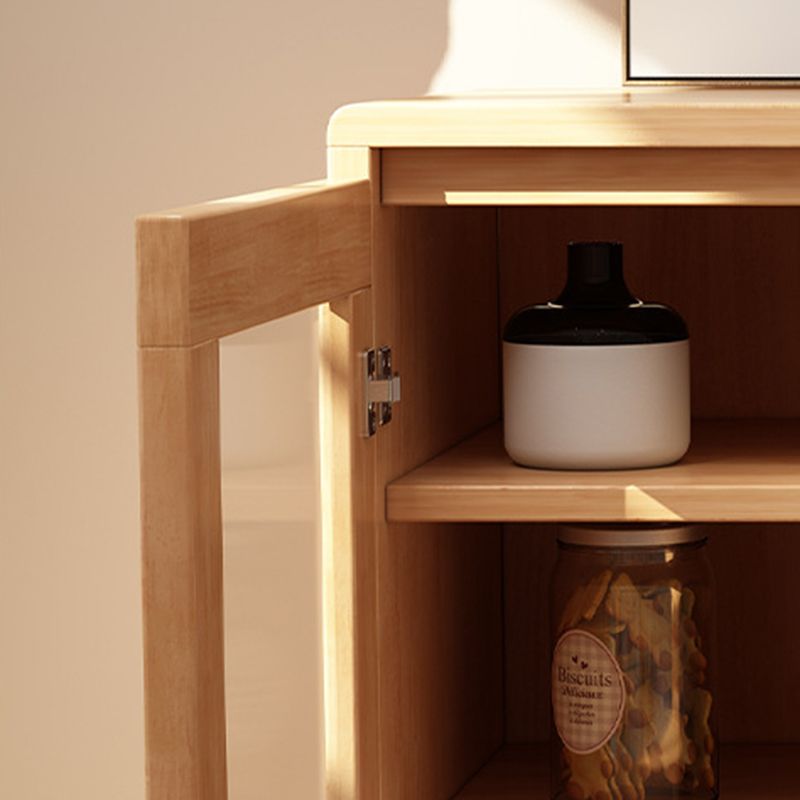 Modern Display Stand Rubber Wood Buffet Cabinet with Drawers for Dining Room