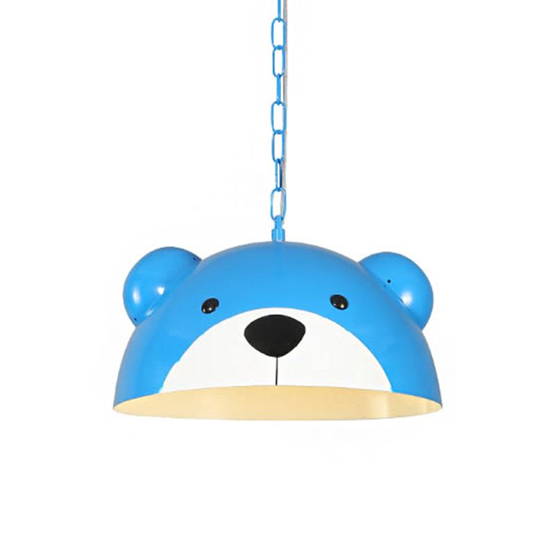 Metallic Dome Pendelleuchte Kinder Kinder 1 hellrot/gelbe hängende Lampe mit Bären Design für Kinder Schlafzimmer