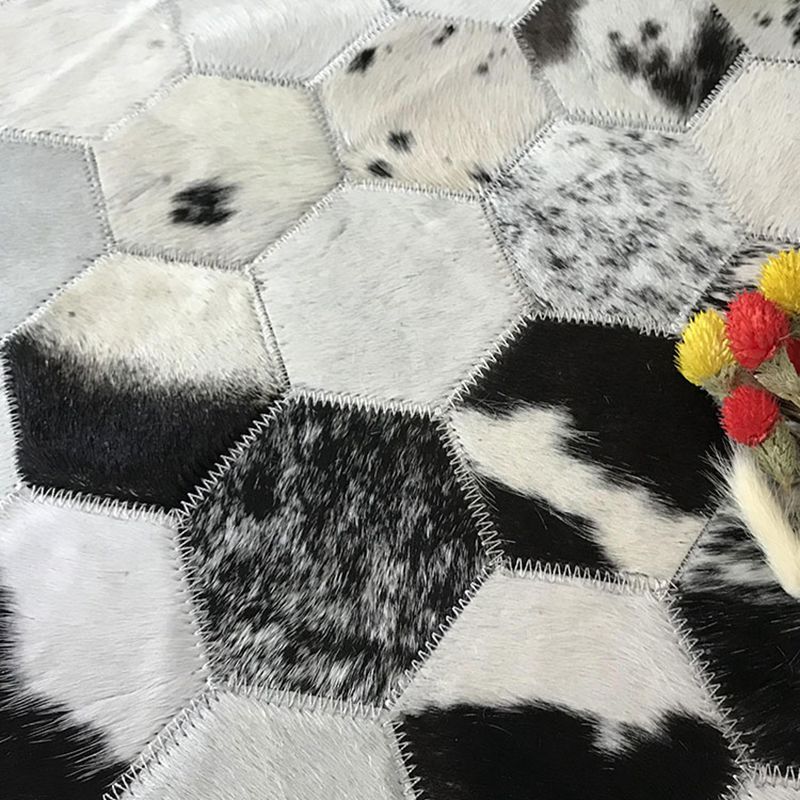 Multi Colored Geometric Printed Rug Cowhide Nordic Area Rug Easy Care Pet Friendly Carpet for Living Room