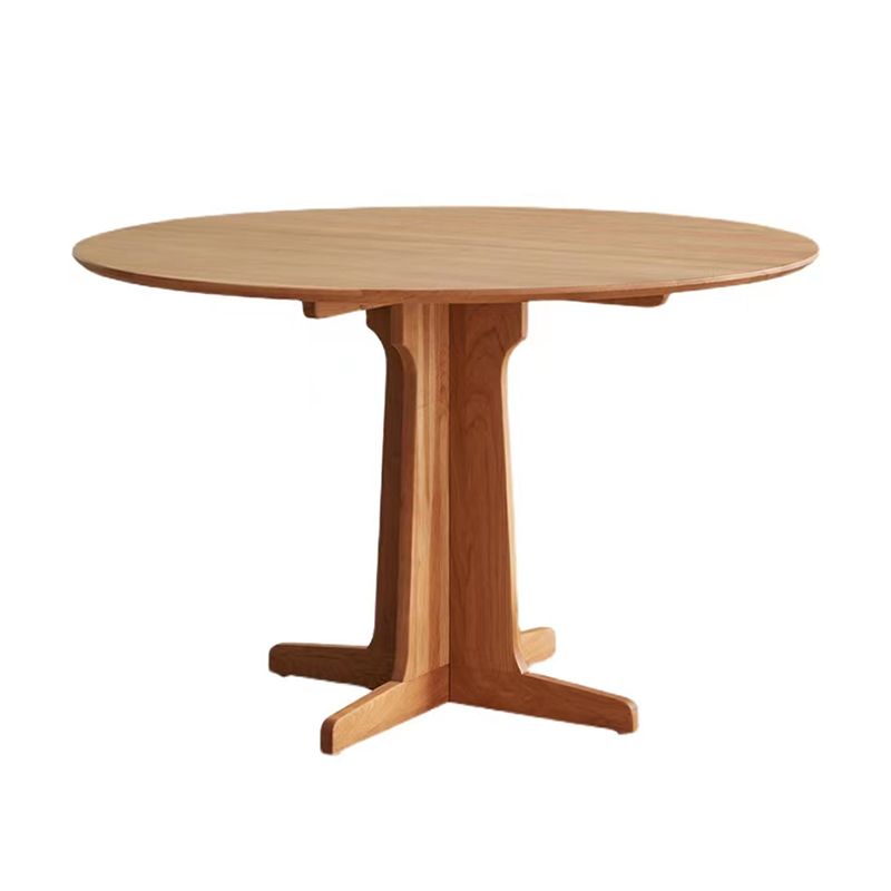 Round Wooden Dining Table Natural Home Kitchen Desk with Pedestal Base
