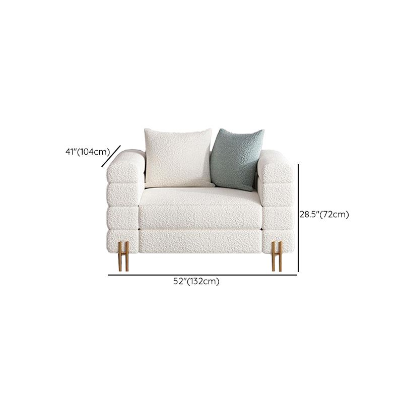 Modern White Wool Sofa with Tuxedo Arm and Tight Back for Apartment