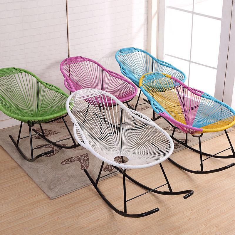Modern Woven Rope Rocking Chair with Light Legs Rocker Chair