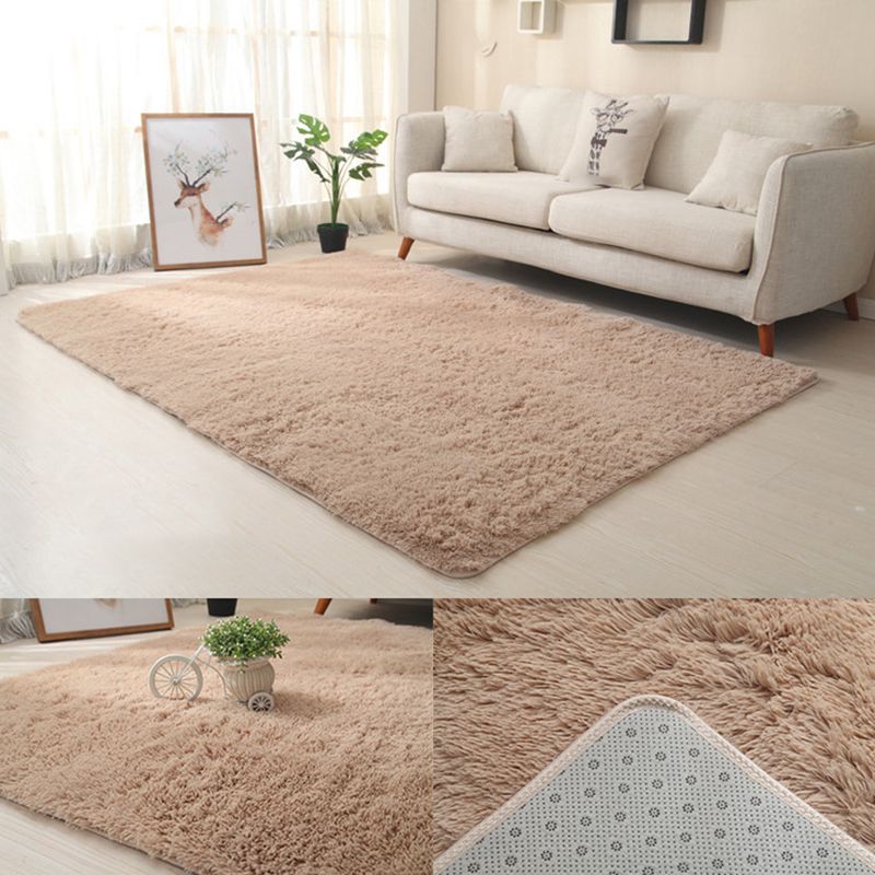 White Solid Color Area Rug Polyester Casual Carpet Shad Rug for Living Room