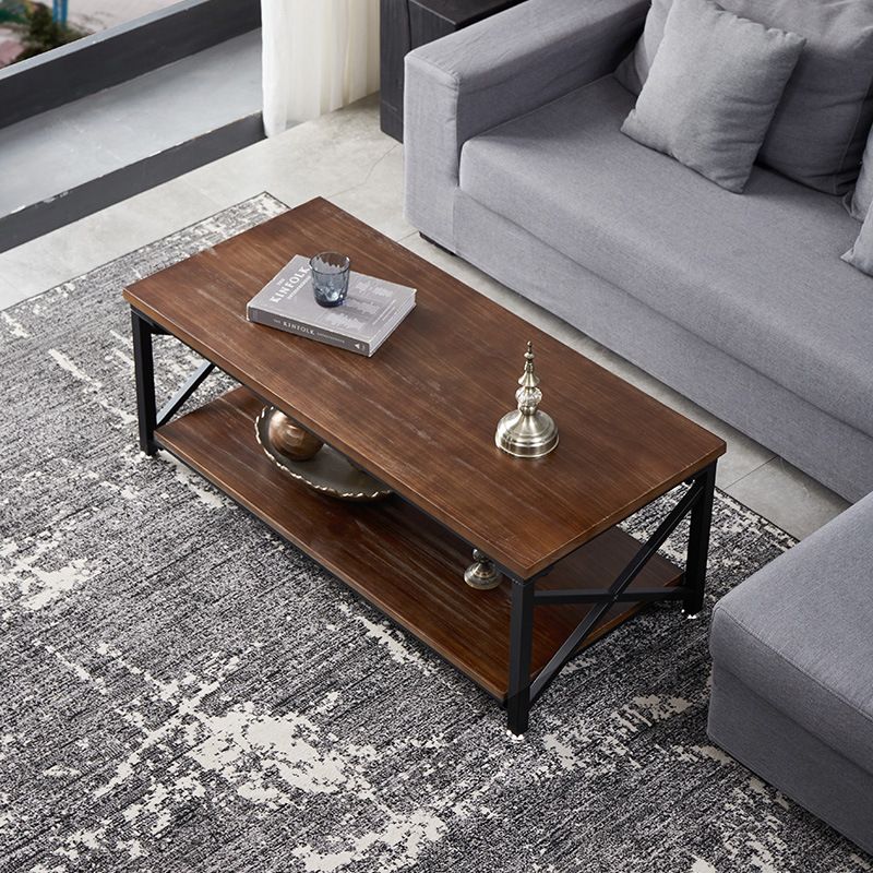 Rectangular Frame Cocktail Table Contemporary Coffee Table with Storage