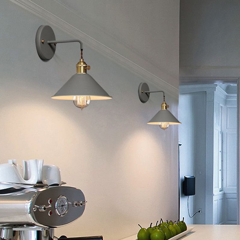 1-Light Cone Wall Light Sconce Modern Style Metal Wall Mounted Lights