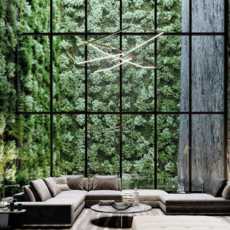 Contemporary Tiered LED Hanging Ceiling Lights Gold Metal Pendant Chandelier for Living Room