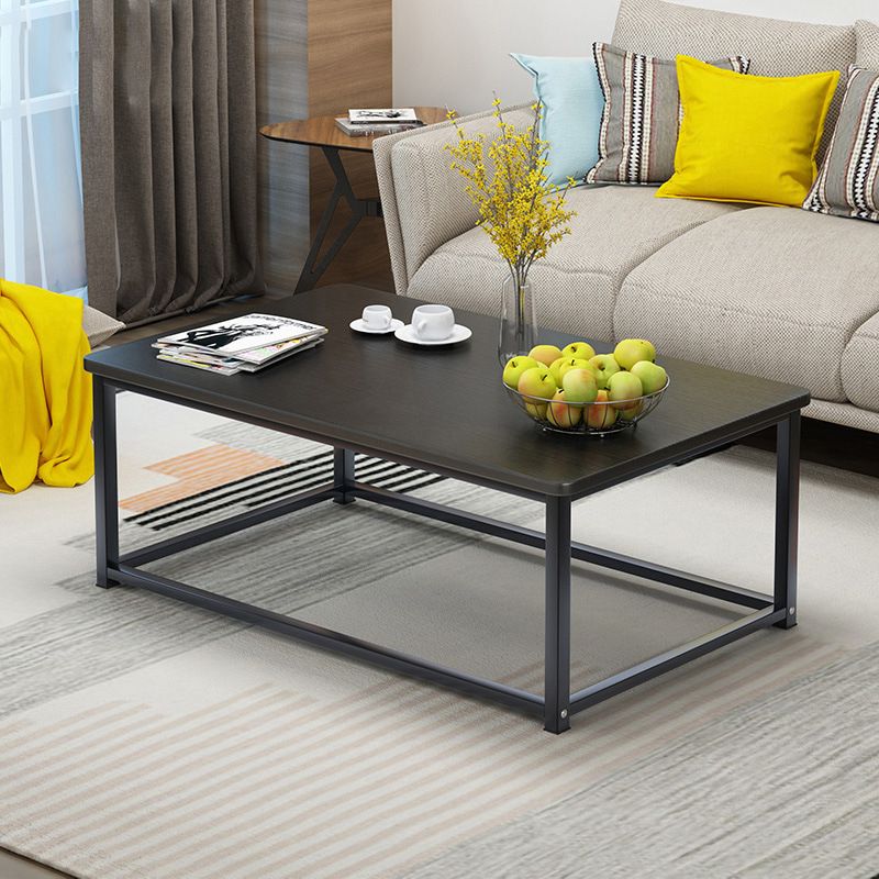 Modern Style Rectangular Wooden Table with Metal Frame Base Coffee Table