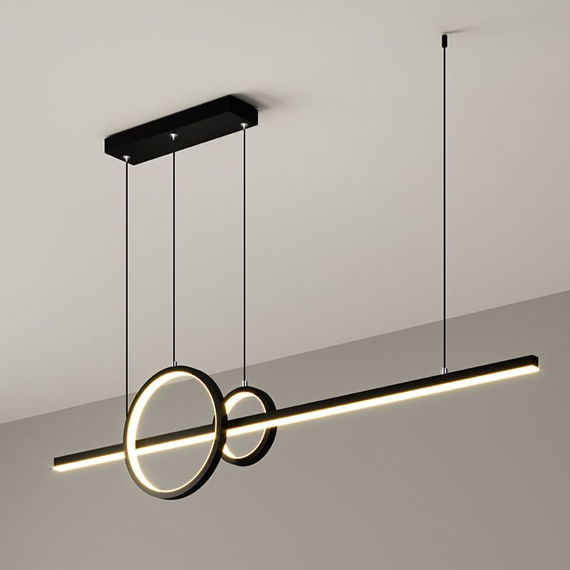 Unique Shape Hanging Island Lights Modern Chandelier Light Fixture in Black