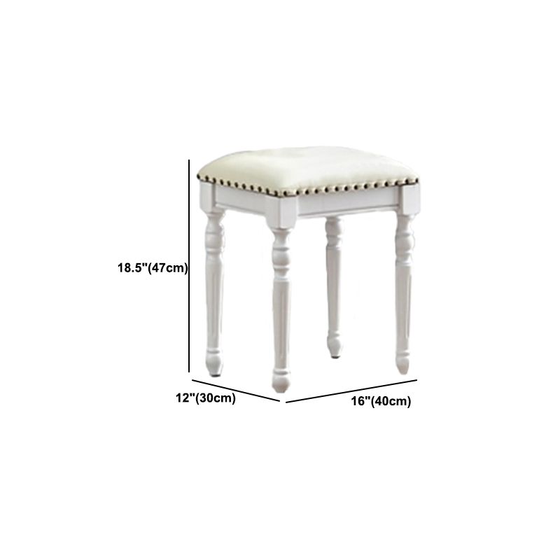 Bright White Vanity Set with 2 Storage Drawers Rubberwood Make-up Vanity, 17.71" Wide