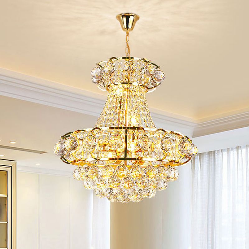 Urn-vormige kristal kroonluchter barokke 6-licht eetkamer plafond hanger in goud