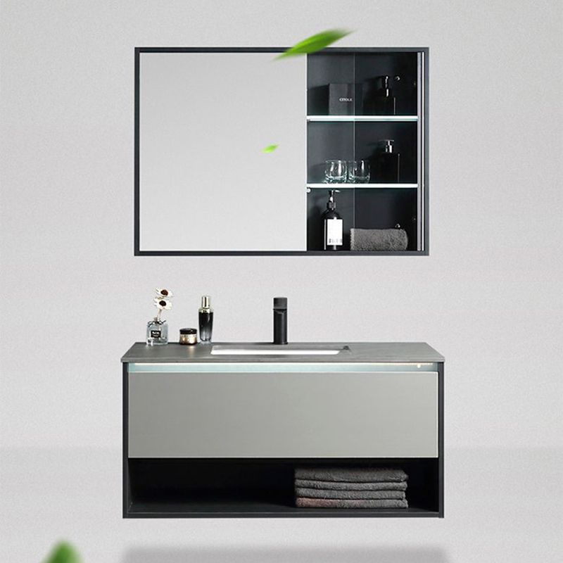 Contemporary Wooden Sink Vanity Storage Shelves Bathroom Sink Vanity