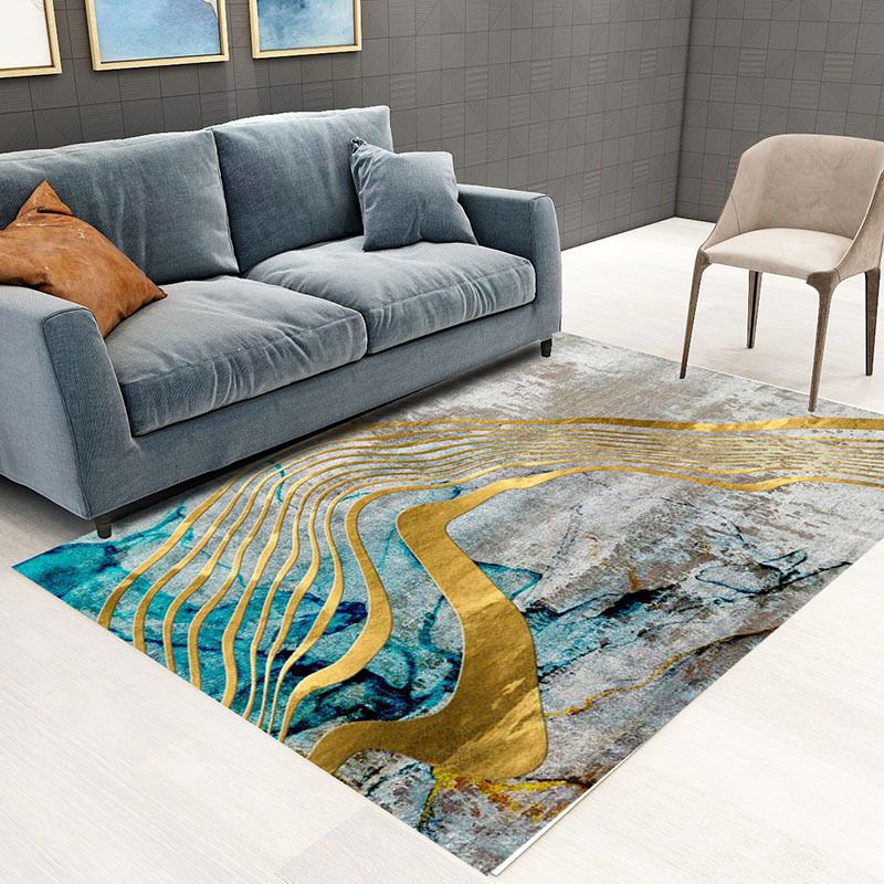 Leisure Polyester Carpet Modern Abstract Pattern Indoor Rug Anti-Slip Area Rug for Living Room
