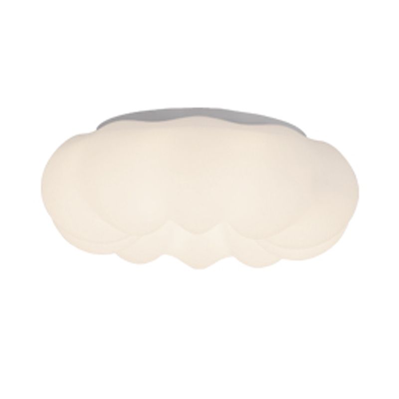 White Modern Metal Flush Mount Pumpkin Shape Ceiling Light with Plastic Shade for Bedroom