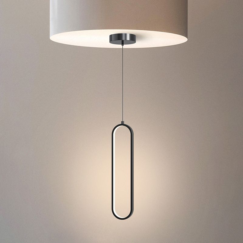 Illuminazione a sospensione lineare minimalista, tonalità rettangolare appesa la luce per camera da letto